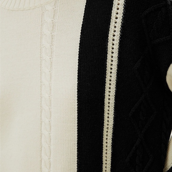 Bicolor stripe knit lilysilk wool sweater NWT - Picture 5 of 10